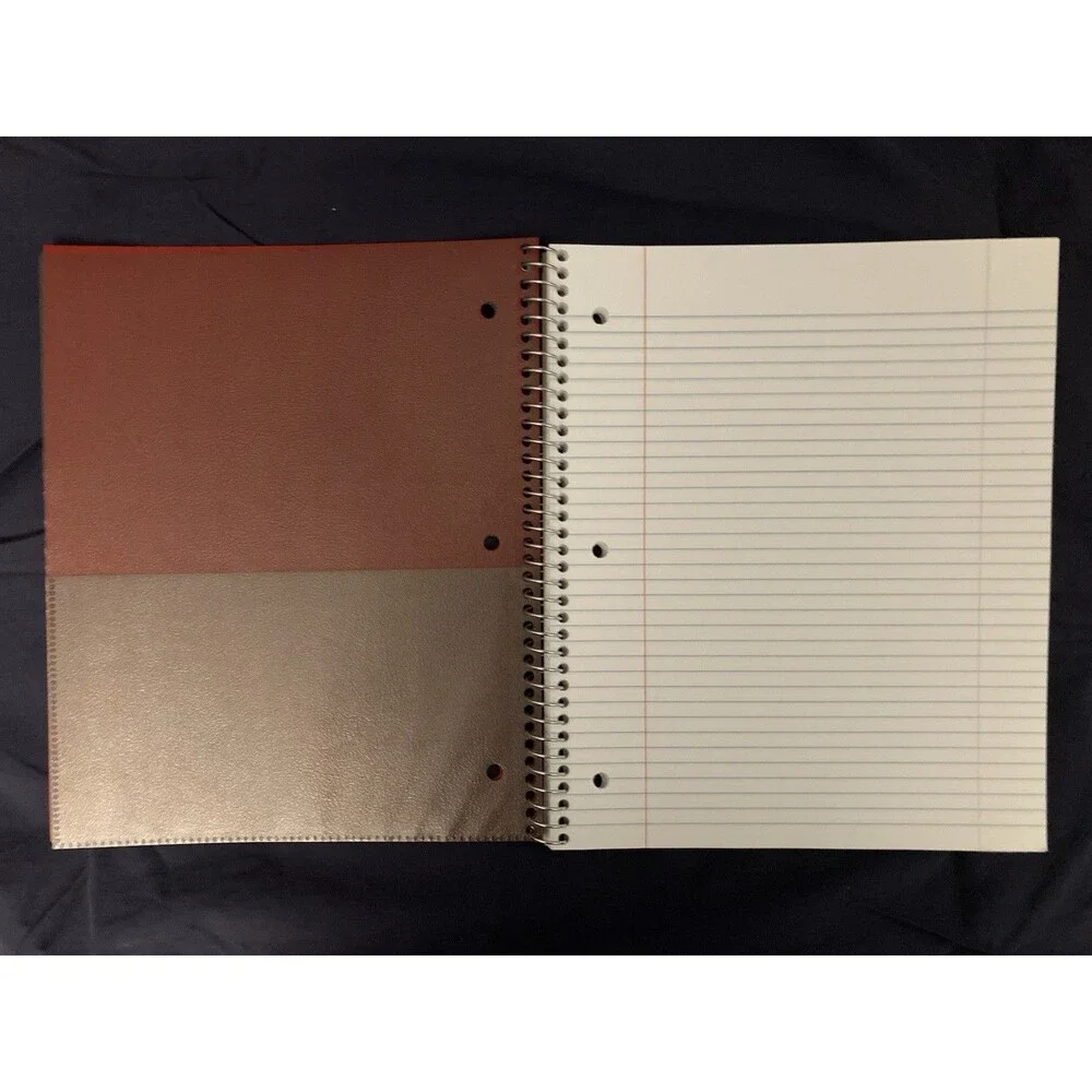 College Ruled Spiral Notebook With Pocket | Maroon Front Cover | 57 Sheets